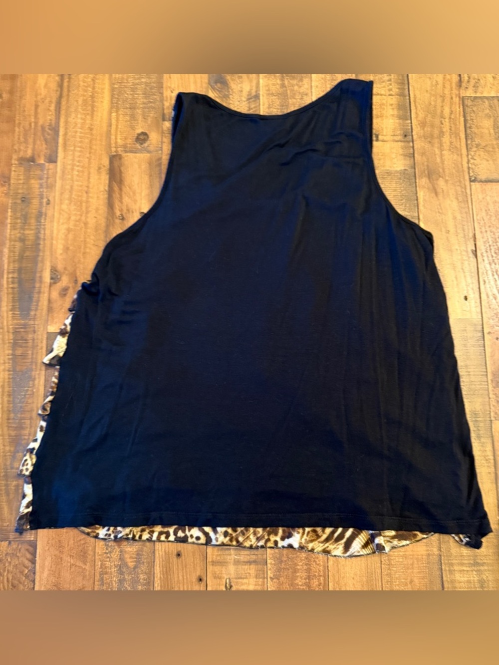 Dots Leopard Ruffle Tank Top - Brown and Black - Picture 2 of 5